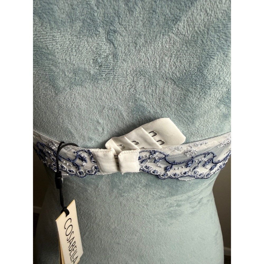 Cosabella Floral Embroidered Sheer Mesh Underwire Bra Blue White Scalloped 34C - Picture 10 of 11